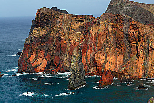 岩石海岸,东海岸,马德拉岛,葡萄牙,欧洲