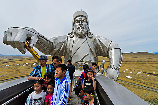 观注,头部,骑马雕像,成吉思汗,主题公园,雕塑,复杂,蒙古,亚洲