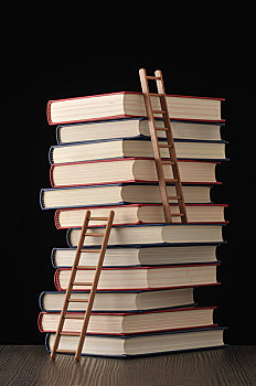 梯子,一堆,书本