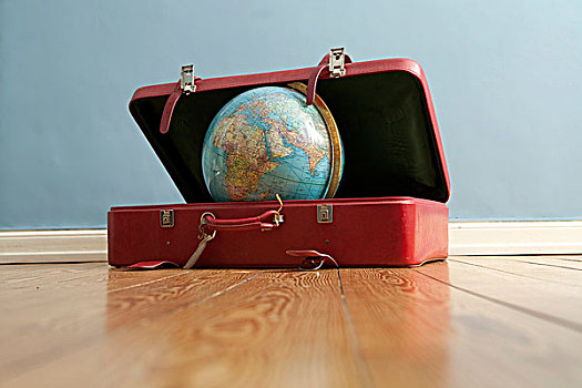 球体,手提箱,象征,图像,旅行,度假,世界,旅游