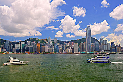 香港,天际线,岛屿,河,中国银行,左边,国际金融中心,塔楼,右边,九龙,中国,亚洲
