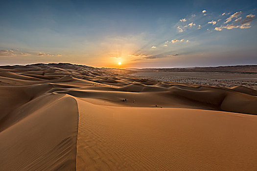 沙丘,日落,空,区域,阿联酋,亚洲