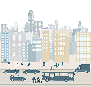 城市,公路,交通,插画