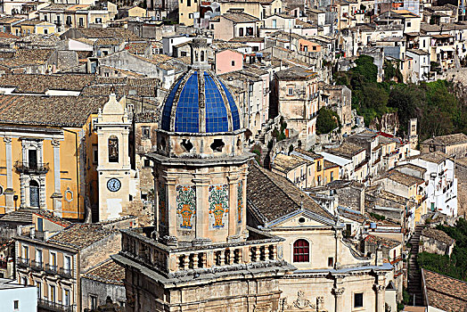 风景,教堂塔,圣玛丽亚教堂,区域,拉古萨,西西里,意大利,欧洲