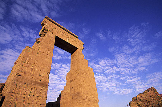 埃及,尼罗河,靠近,丹达拉,哈索尔神庙,大门