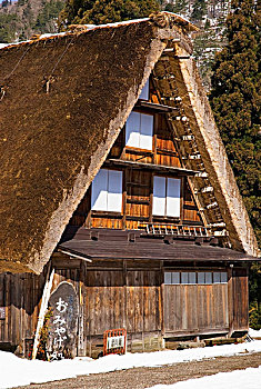 传统,日本人,乡村,房子,茅草屋顶,岐阜,日本