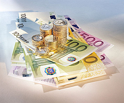 欧元钞票,欧元硬币