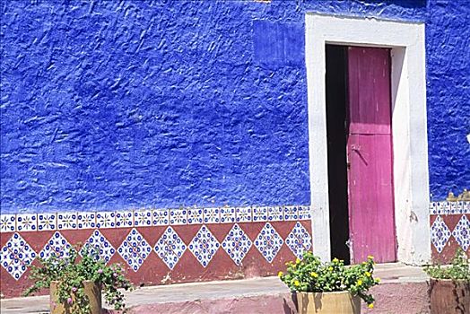 墨西哥,对比,彩色,餐馆,墙壁,手绘