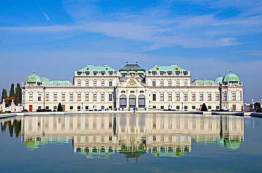 城堡,美景宫,喷泉,反射,维也纳,奥地利,欧洲