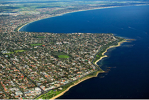 俯视,沿岸地区,墨尔本,维多利亚,澳大利亚