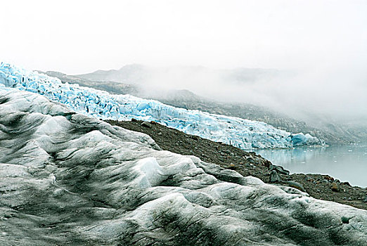 格陵兰,冰河,岩石,冰碛,峡湾