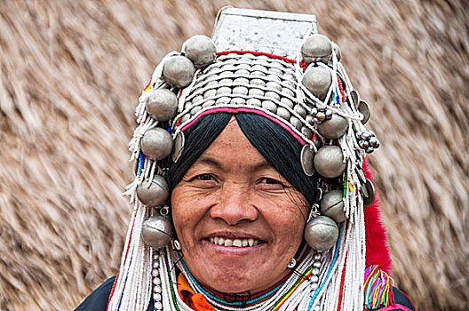 传统,衣服,女人,阿卡族,人,山,部落,少数民族,头像,清莱,省,北方,泰国,亚洲