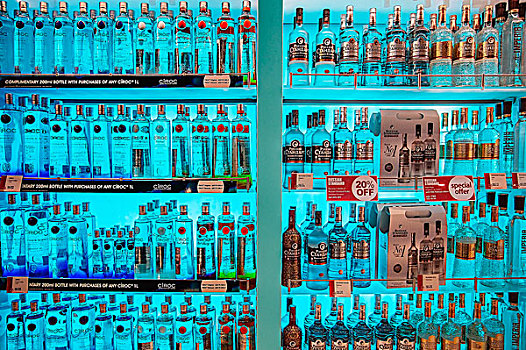 架子,伏特加酒,瓶子,迪拜,国际机场,阿联酋,亚洲