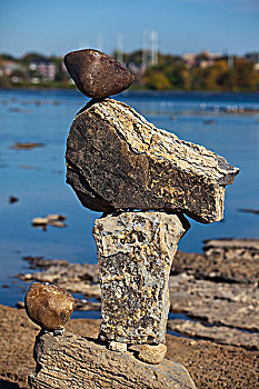 平衡性,石刻,急流,渥太华河,渥太华,安大略省,加拿大