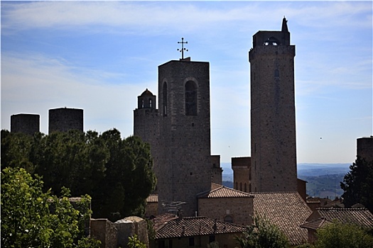 中世纪,石头,塔,圣吉米尼亚诺,托斯卡纳,意大利