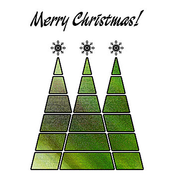 艺术,圣诞节,三个,树,绿色,金色,彩色,抽象图案,隔绝,白色背景,背景