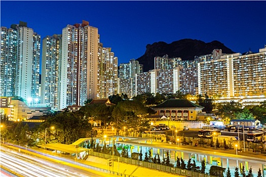 公用,住房,香港,夜晚