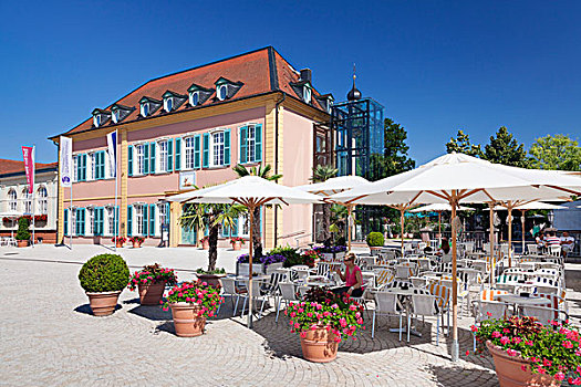 街边咖啡厅,宫殿,施威琴根,巴登符腾堡,德国,欧洲