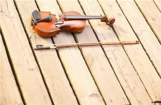 小提琴,木质,码头,音乐,概念