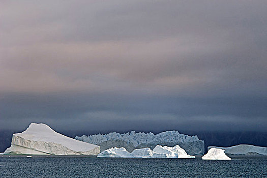 冰山,日出,巴芬湾,靠近,格陵兰