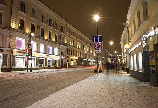 俄罗斯莫斯科街头夜景