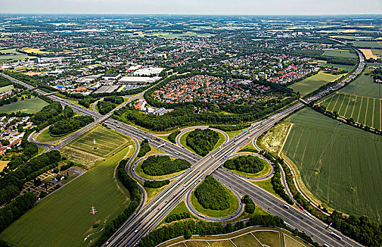 风景,上方,高速公路,连通,鲁尔区,北莱茵威斯特伐利亚,德国