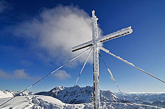 雪,顶峰,山,巴伐利亚,德国,欧洲