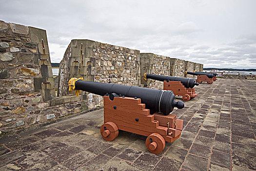 大炮,排列,要塞,墙壁,露易斯堡,国家,古迹,布雷顿角,新斯科舍省,加拿大