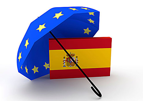 旗帜,西班牙,欧元,救助,伞,象征,插画