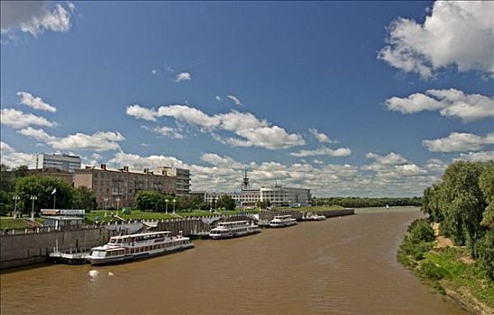 河,观光,船,码头,俄罗斯,欧洲