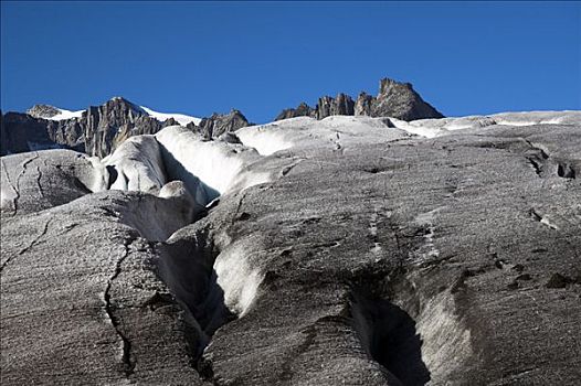 缝隙,雪,排水槽,冰川,瑞士