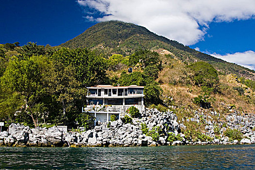 危地马拉,西高地,阿蒂特兰湖,家,岸边