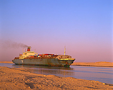埃及,苏伊士运河,货船