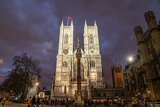 威斯敏斯特大教堂,黄昏,伦敦,英国
