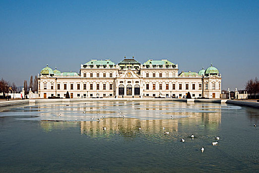 观景楼,故宫,水塘,正面,城堡,维也纳,奥地利,欧洲