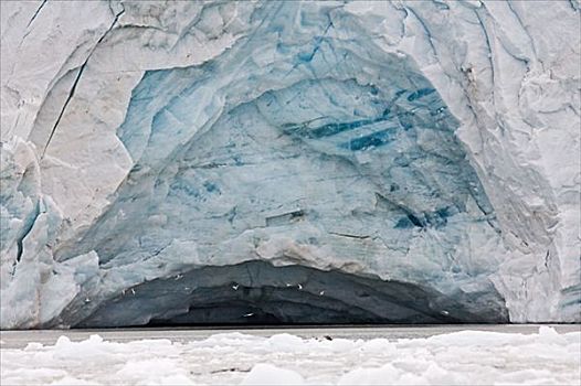洞穴,冰河,斯瓦尔巴特群岛,挪威