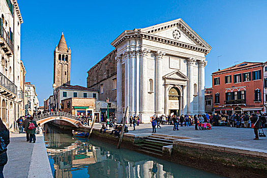 旅游,赞赏,教堂,围绕,特色,运河,小路,威尼斯,威尼托,意大利,欧洲