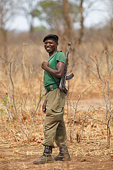 枪,莫西奥图尼亚国家公园,赞比亚,非洲