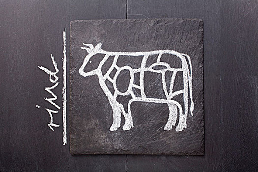 素描,母牛,黑板
