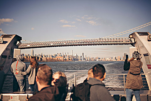 旅游,拍照,渡轮,布鲁克林