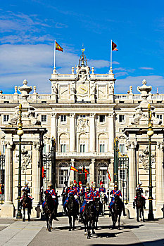 离开,守卫,观众,国王,皇宫,马德里,西班牙,欧洲
