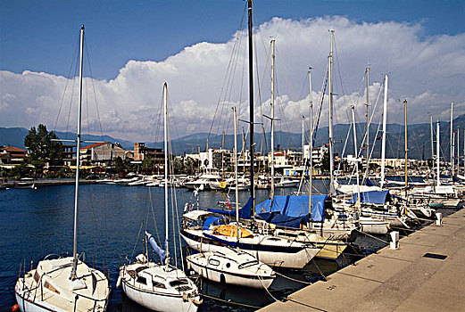 希腊,伯罗奔尼撒半岛,游艇,码头,大幅,尺寸