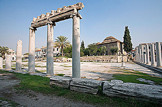 柱廊,罗马,阿哥拉,雅典,希腊