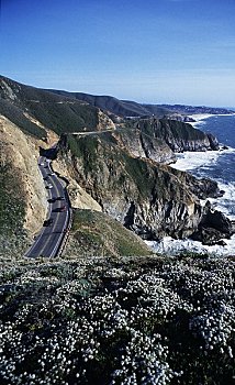 俯拍,公路,通过,山脉,路线,加利福尼亚,美国
