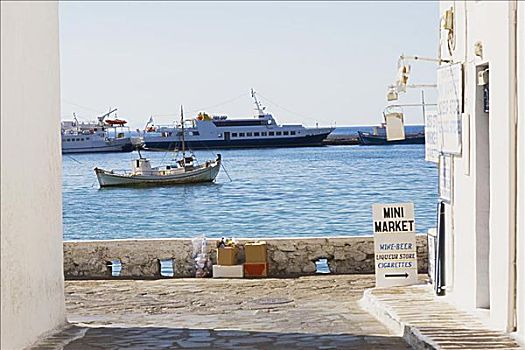 游船,港口,米克诺斯岛,基克拉迪群岛,希腊