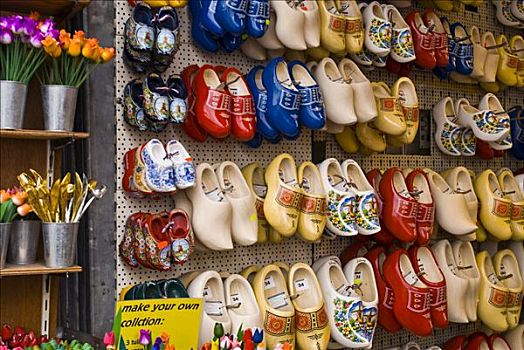 纪念品,荷兰,木鞋,木底鞋,漂浮,花市,阿姆斯特丹,欧洲