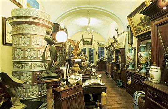 古董店,提契诺河,瑞士,欧洲,雕塑,照亮,洛迦诺,购物,室内,家具