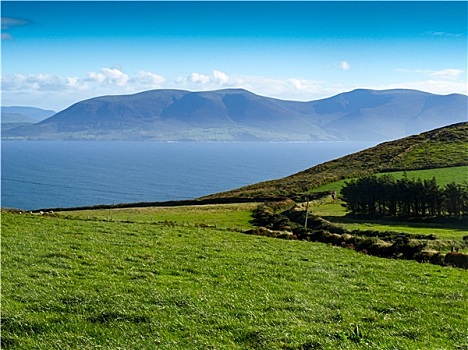 风景,丁格尔半岛,半岛,青草,蓝色,山脊,清晰,蓝天
