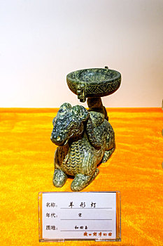 微山湖博物馆内珍藏的和田玉羊形灯