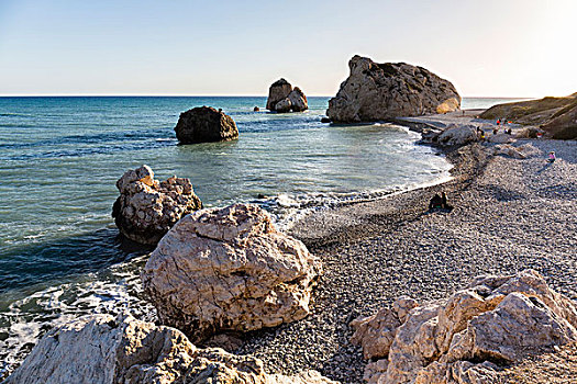 地中海,岩石,海岸线,石头,靠近,帕福斯,塞浦路斯